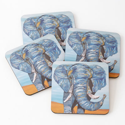 Blue Lucky Elephant Coasters (Set of 4)