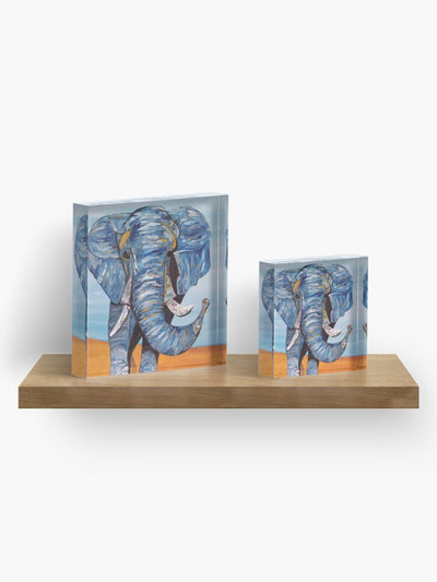 Blue Lucky Elephant Acrylic Block