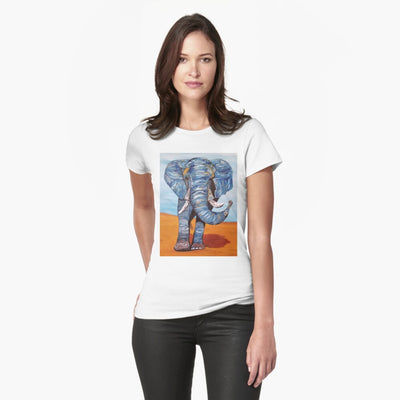 Blue Lucky Elephant Fitted Scoop T-Shirt