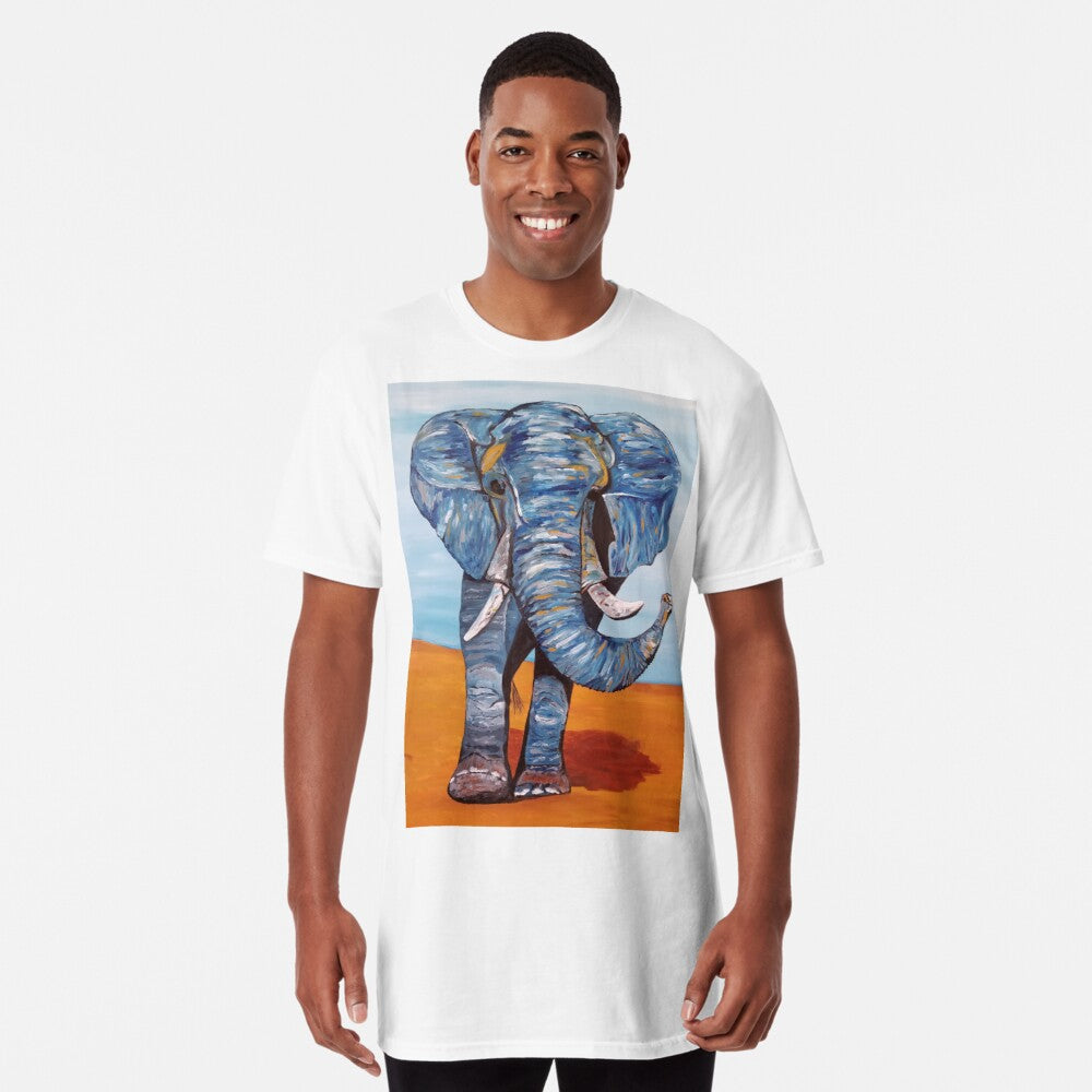 Blue Lucky Elephant Long T-Shirt