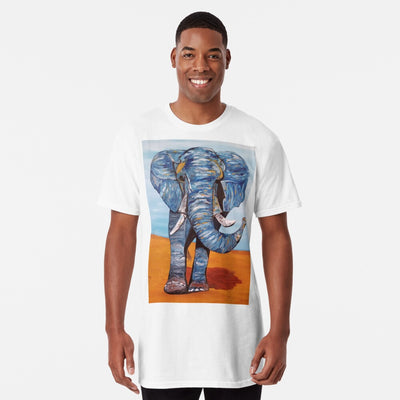 Blue Lucky Elephant Long T-Shirt