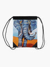 Blue Lucky Elephant Drawstring Bag
