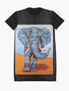 Blue Lucky Elephant Graphic T-Shirt Dress