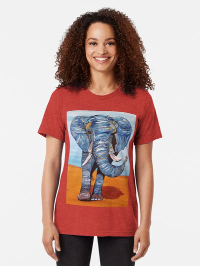 Blue Lucky Elephant Tri-blend T-Shirt